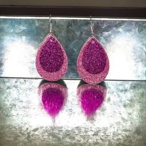 2” Faux Leather Tear Drop Earrings